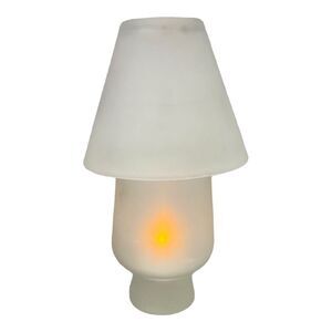 Satin Glass Votive Tea Light Fairy Lamp With Silver Metal Holder & Shade